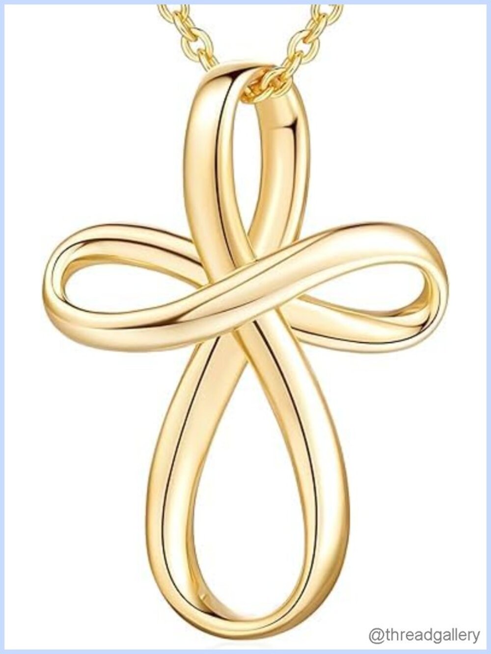14K Gold Plated Twisted Cross Pendant Necklace for Women, 14 Inch Faith Jewelry